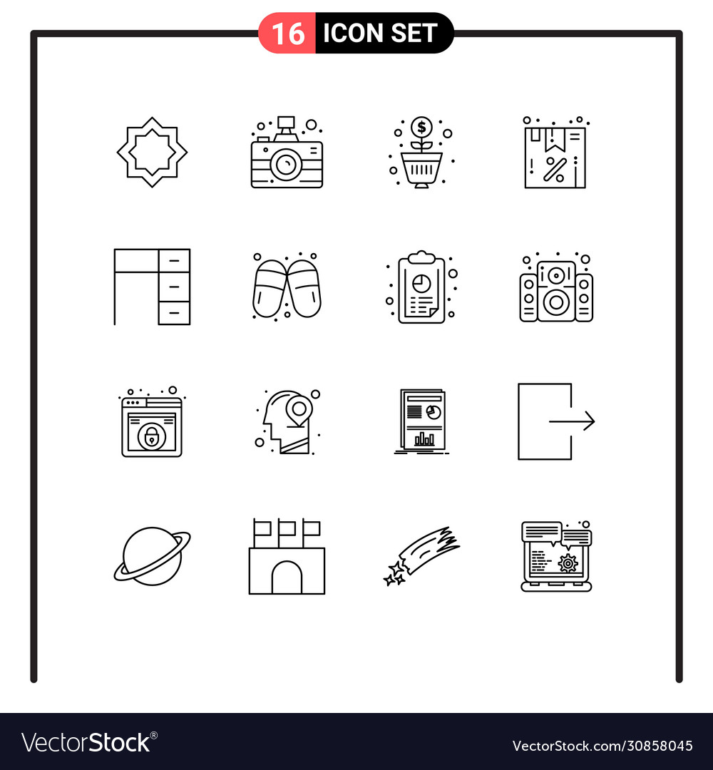 Modern set 16 outlines and symbols