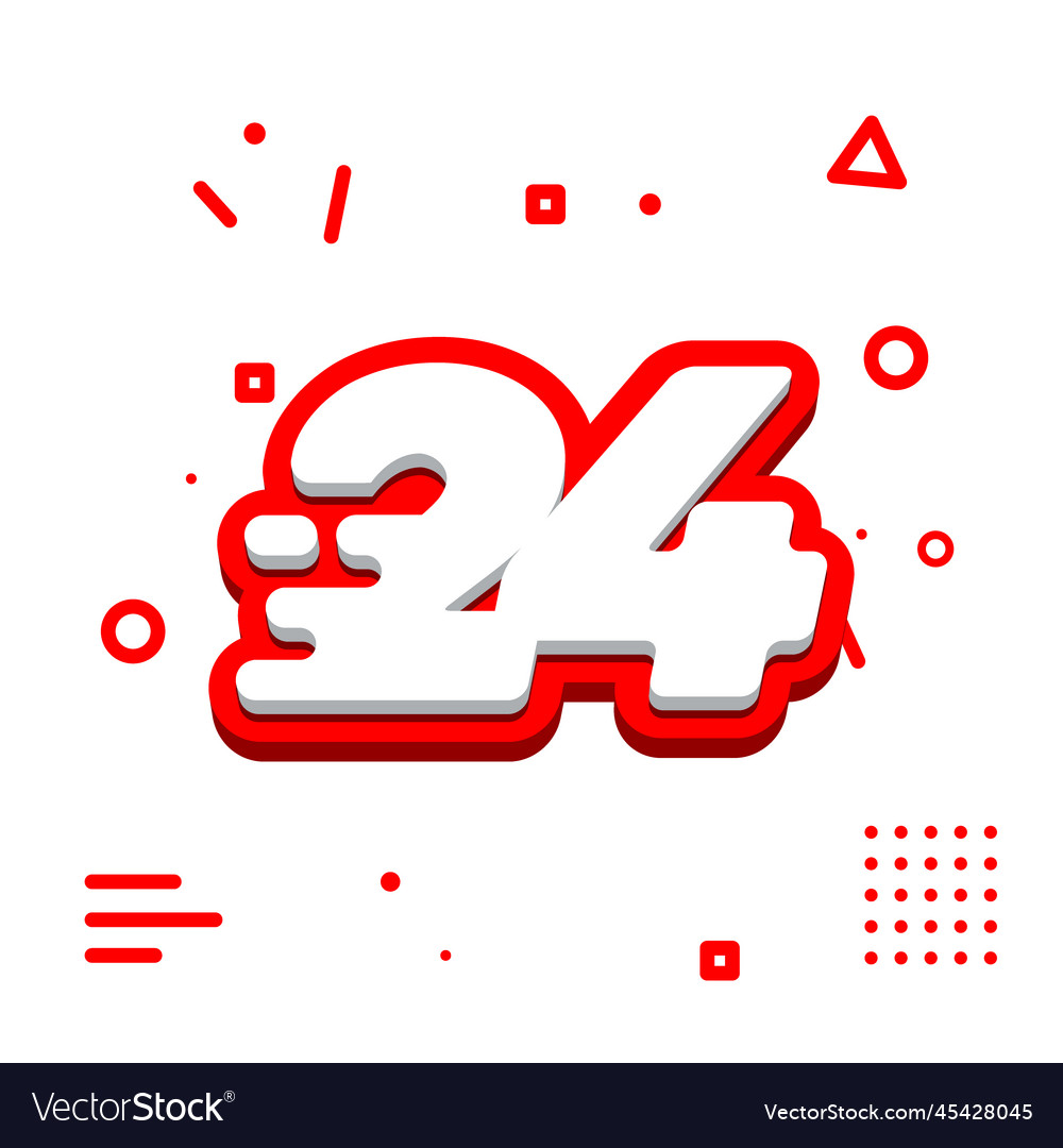 Number 24 3d fast icon Royalty Free Vector Image