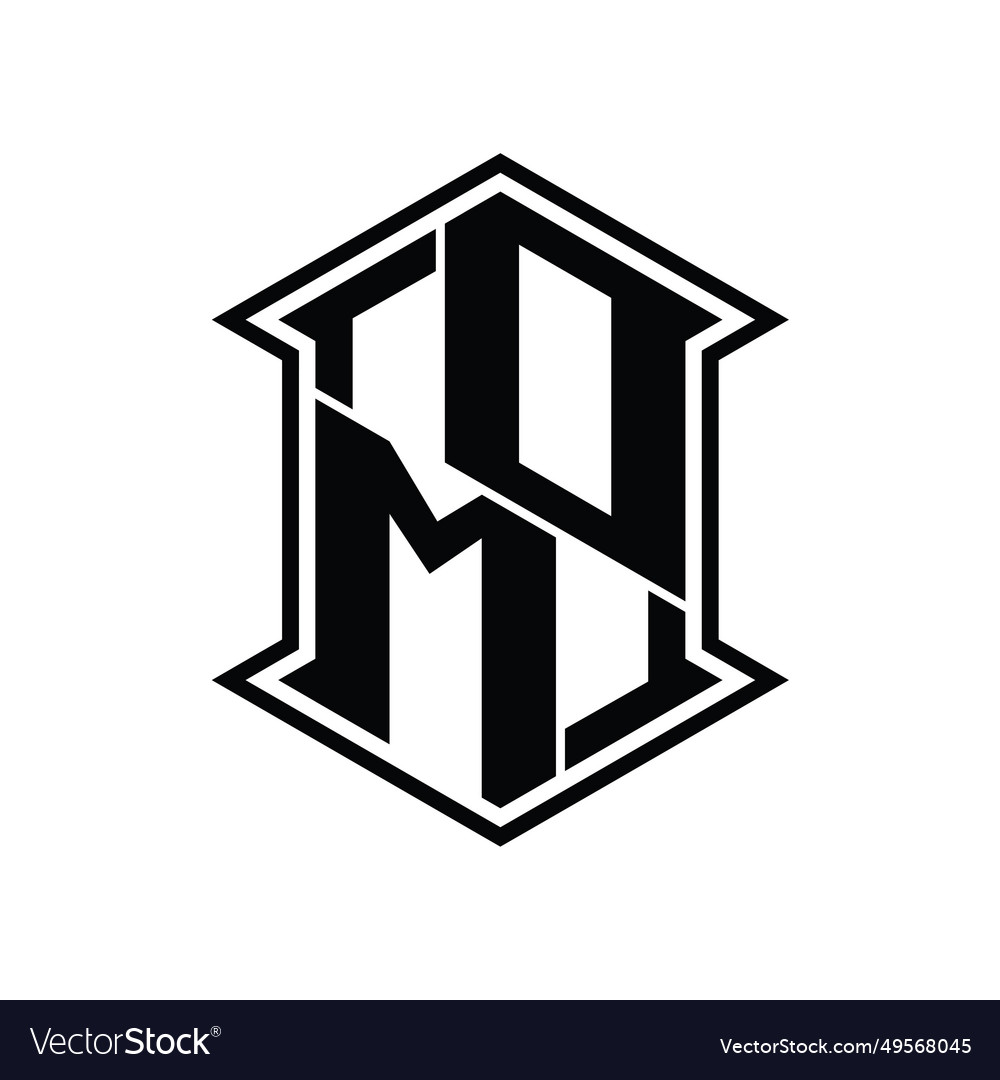 Om logo monogram hexagon shield shape up and down Vector Image Om logo monogram hexagon shield shape up and down