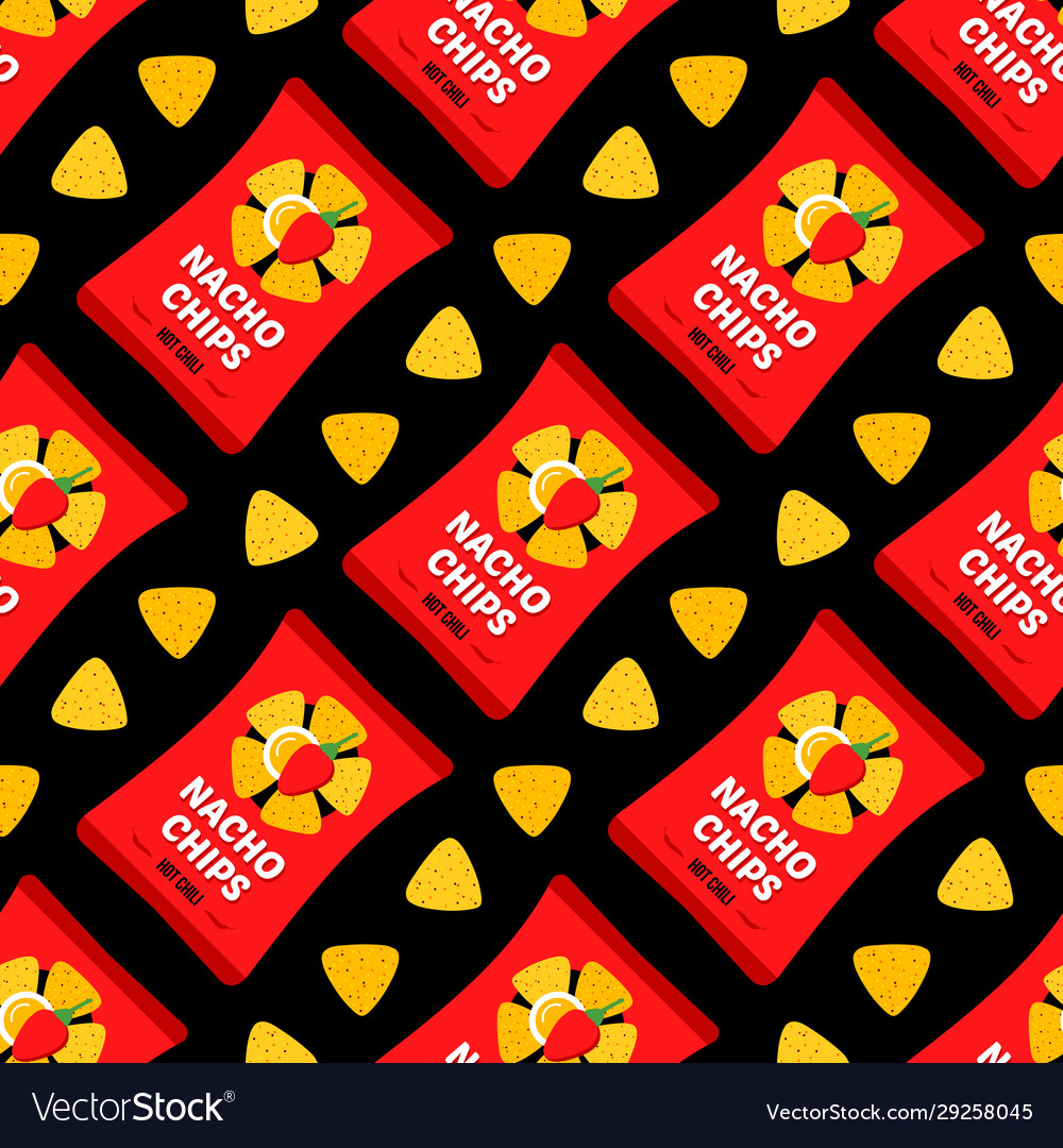 Packages tortilla chips nacho pattern vector image Packages tortilla chips nacho pattern