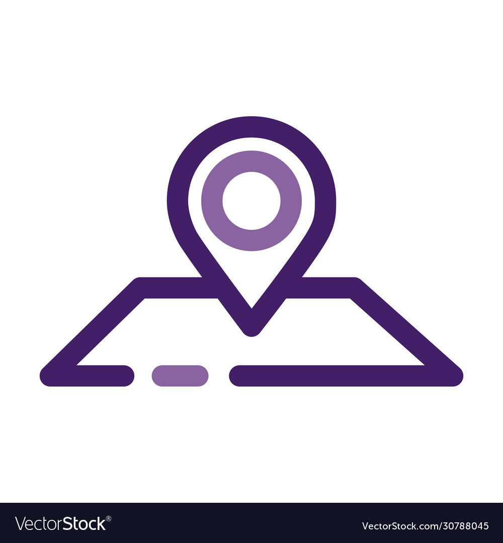 Pin pointer location guide line style icon