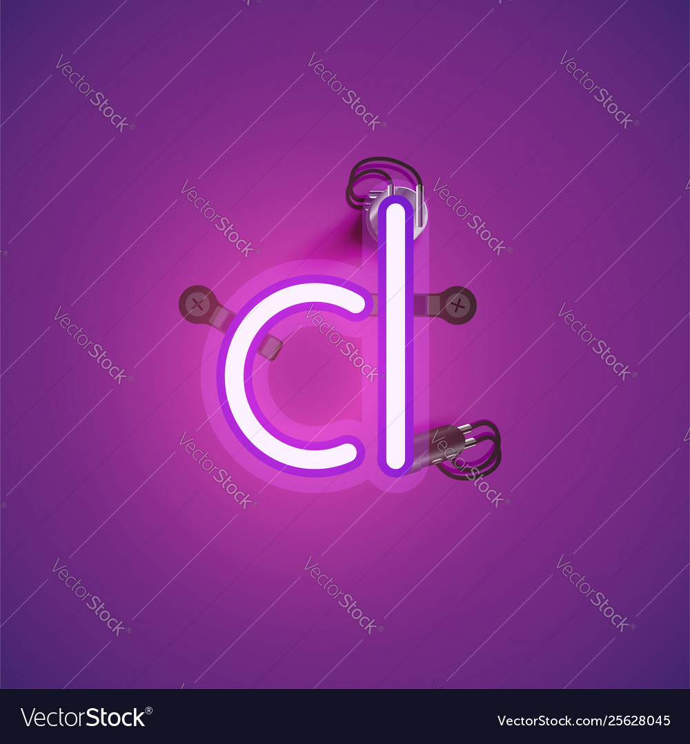 Pink realistic neon character with wires