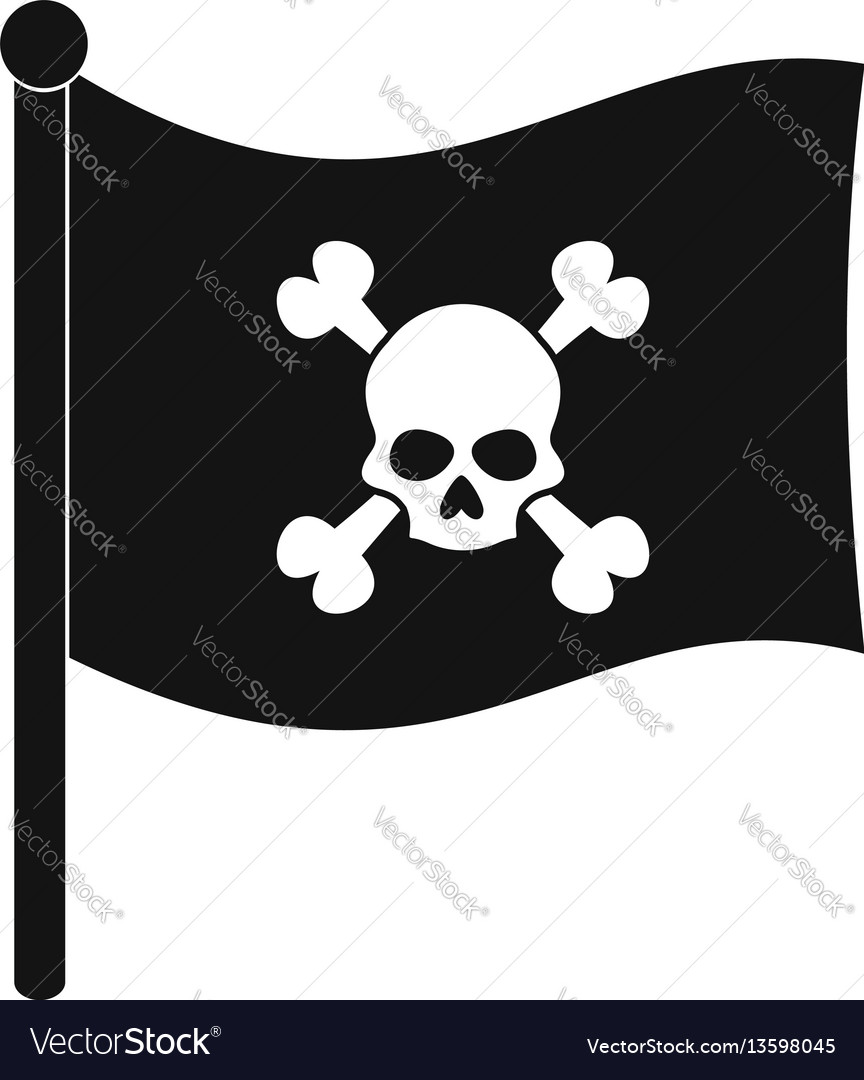 Pirate flag icon simple style Royalty Free Vector Image