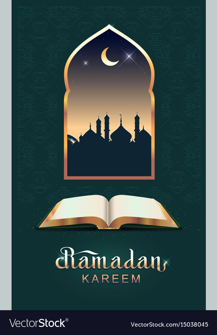 Ramadan kareem open book koran und moon