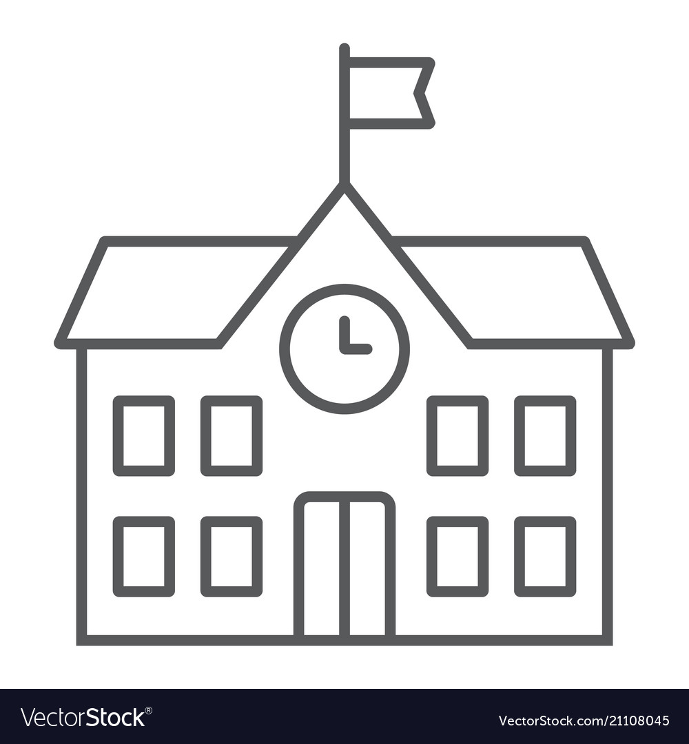 School Building Thin Line Icon Education Vector Image