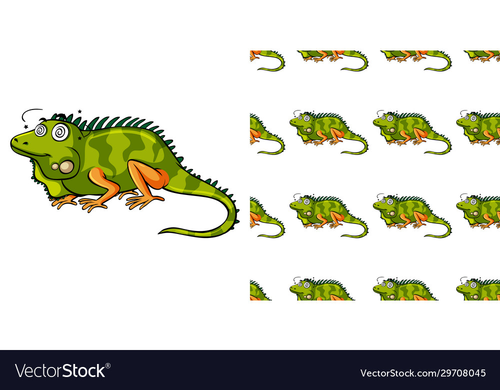 Seamless background design with green lizard vector image Seamless background design with green lizard