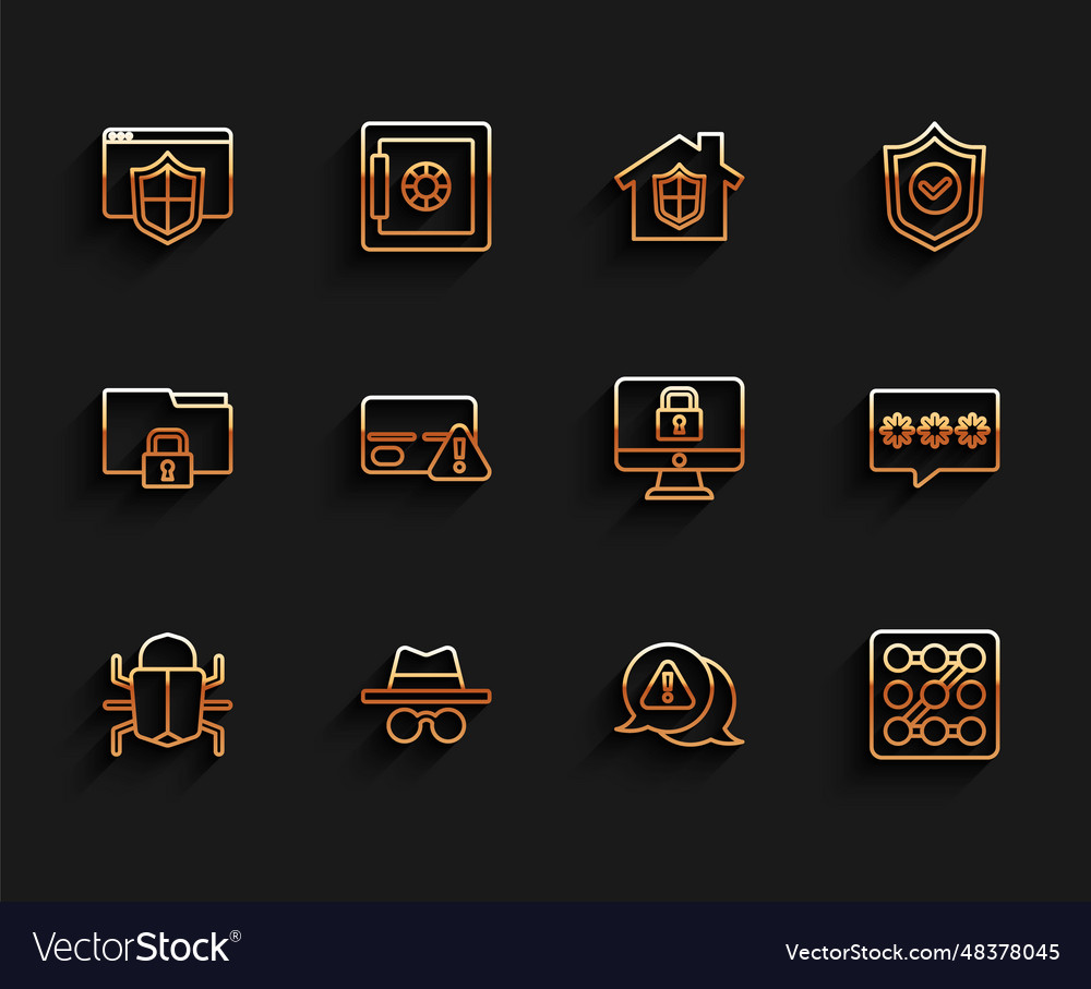 Set line system bug incognito mode browser Vector Image Set line system bug incognito mode browser