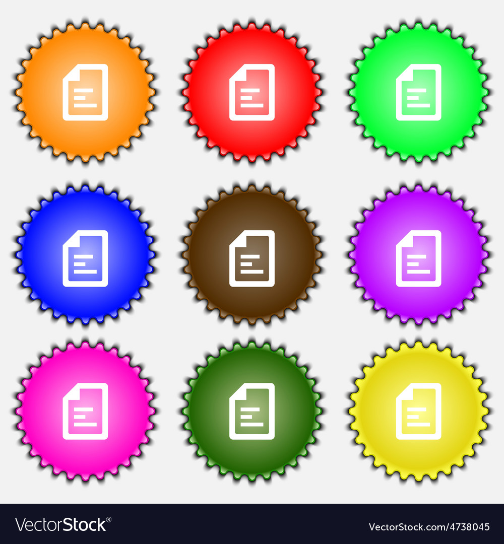 Text file icon sign a set of nine different