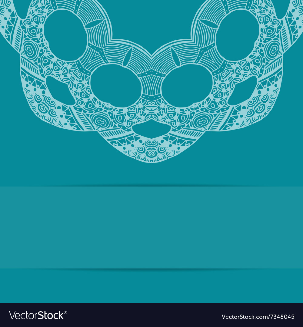 Turquoise blue card with ornate pattern and copy