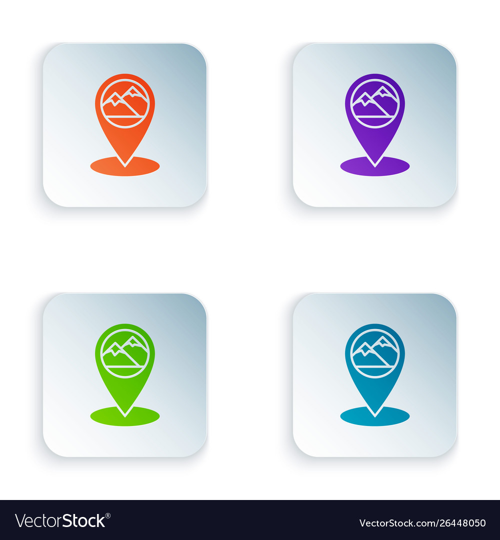 Color map pointer with mountain icon isolated vector image Color map pointer with mountain icon isolated