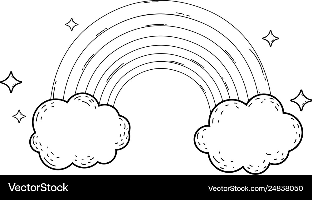 Cute rainbow with cloud Royalty Free Vector Image
