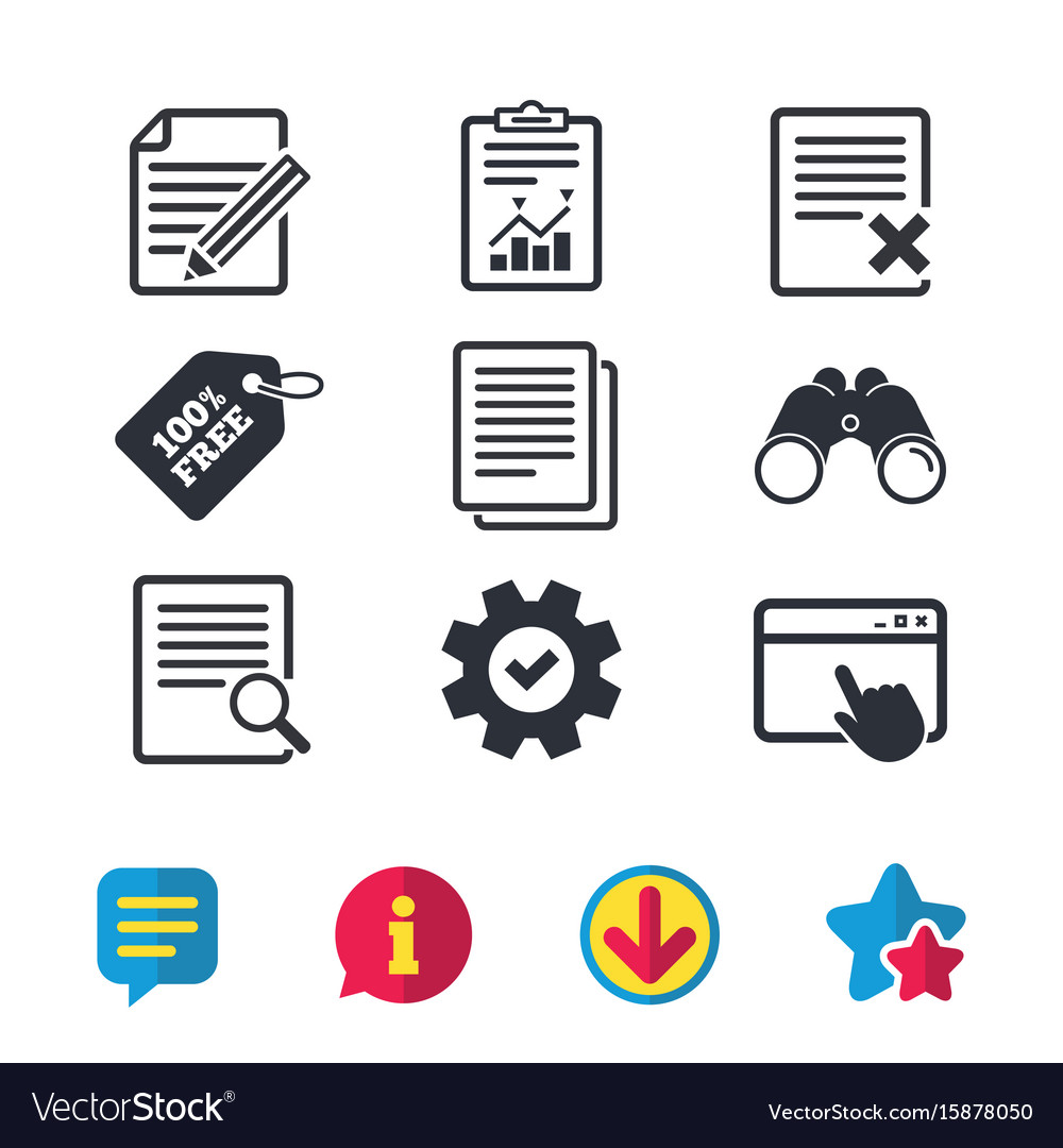 Document icons search delete and edit file Vector Image