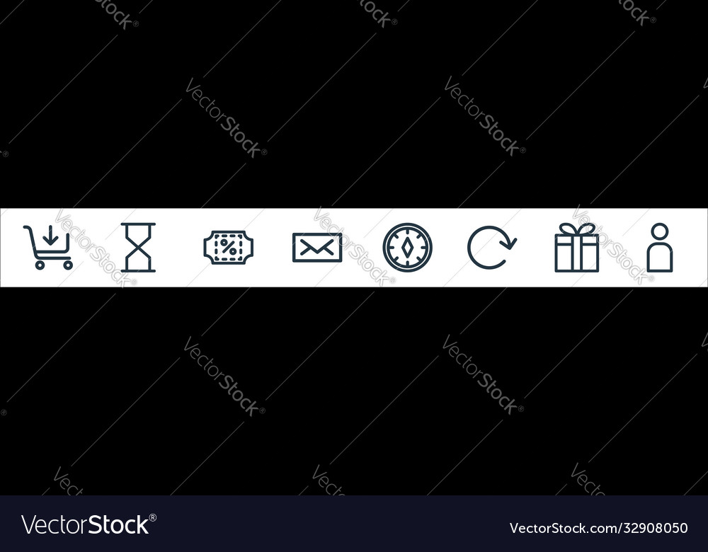 Ecommerce starter pack line icons linear set vector image Ecommerce starter pack line icons linear set
