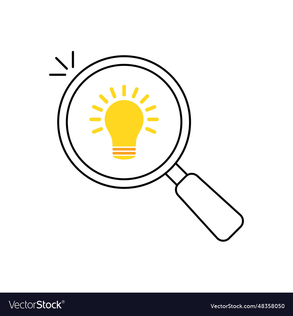 Finding ideas icon with thin line magnifier Vector Image