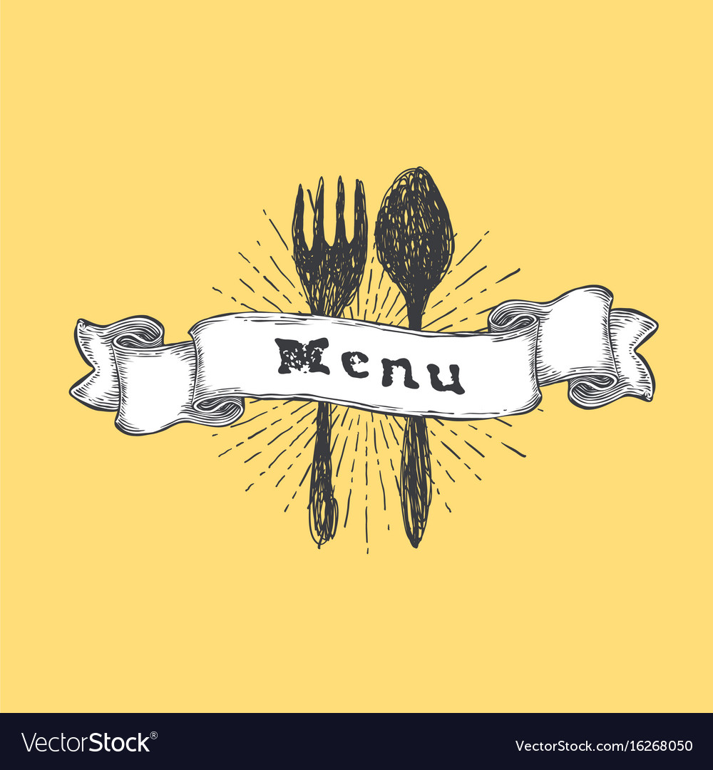 Fork and spoon restaurant menu template vintage Vector Image