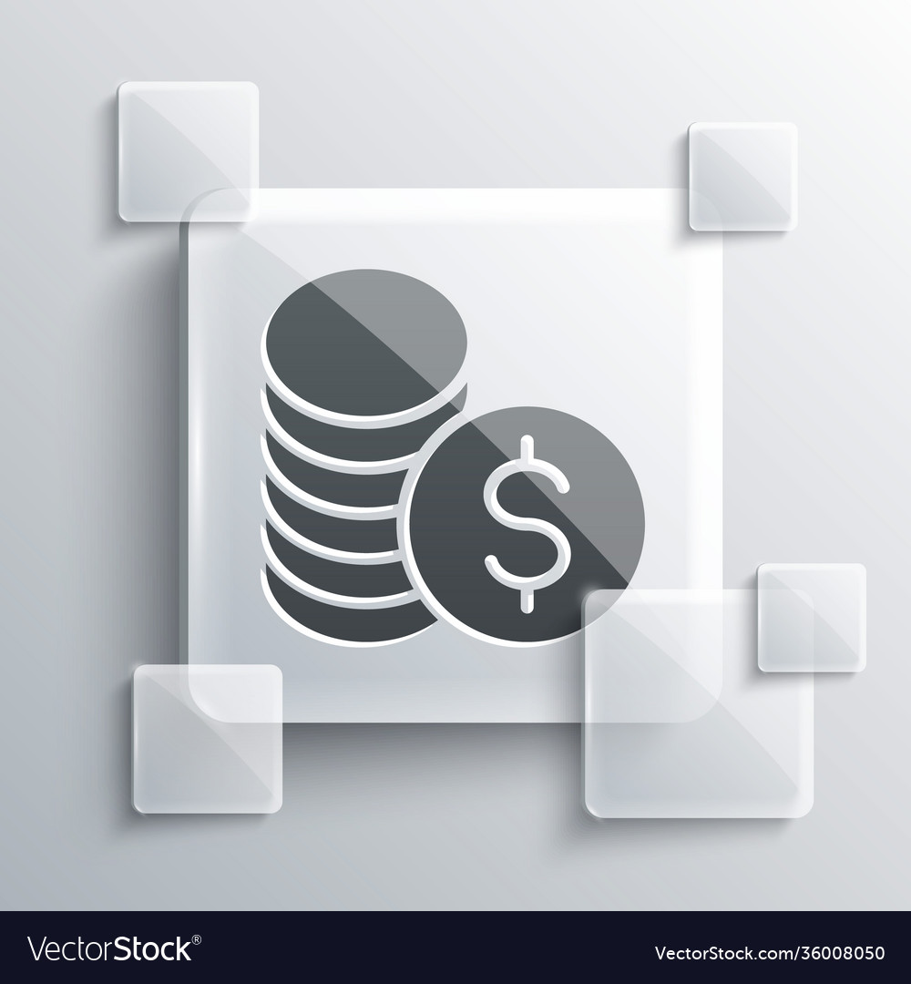 Grey coin money with dollar symbol icon isolated