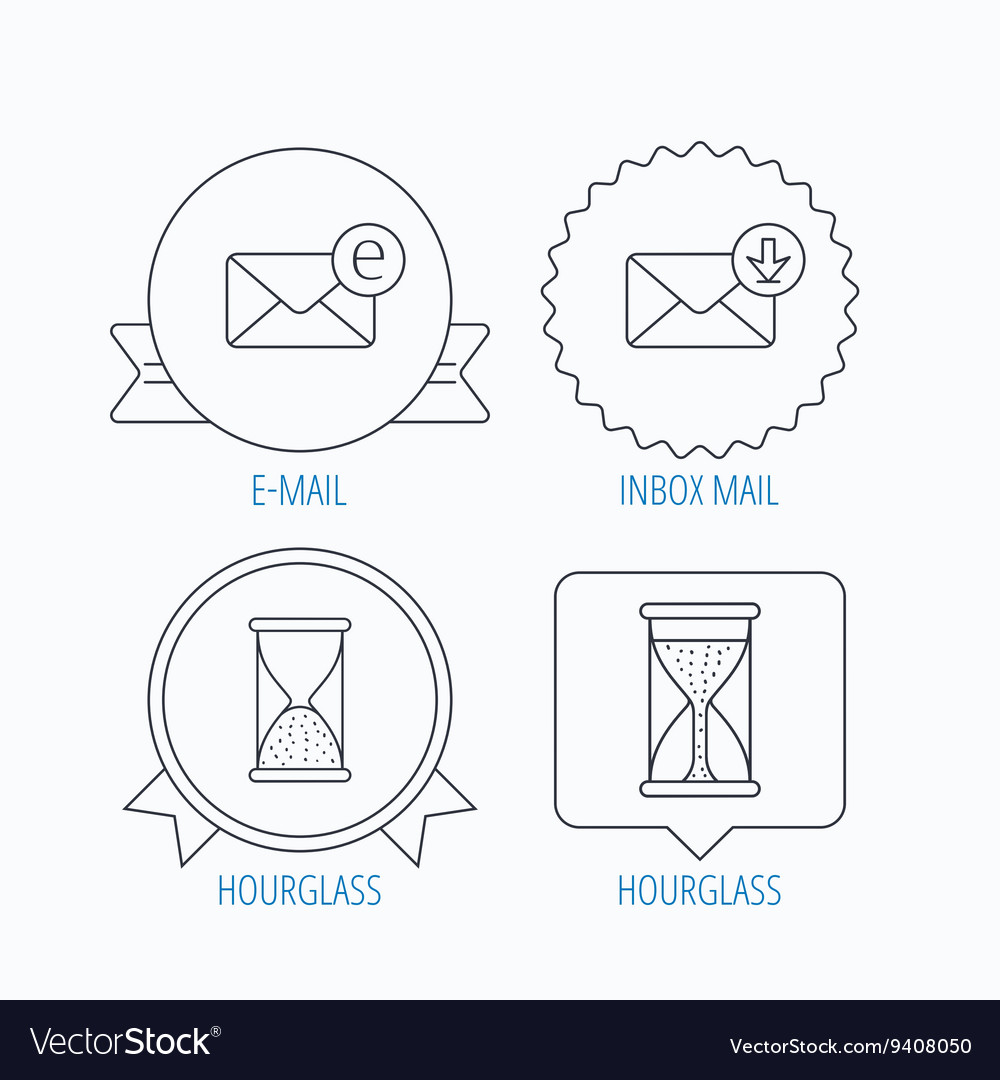 Hourglass inbox mail and e-mail icons