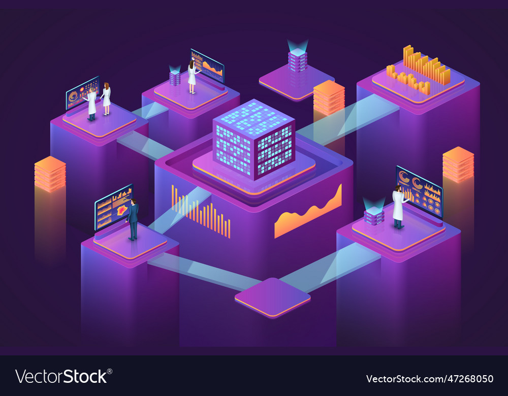 Isometric data 3d database digital technology Vector Image