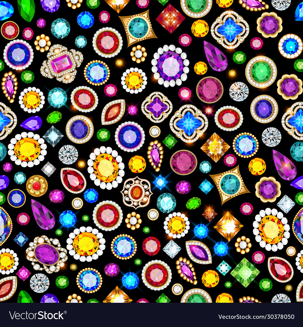 Jewelry seamless background with bright gems