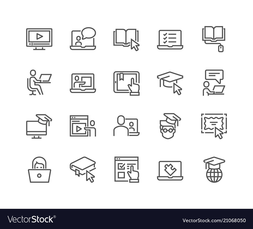 Line online education icons vector image Line online education icons