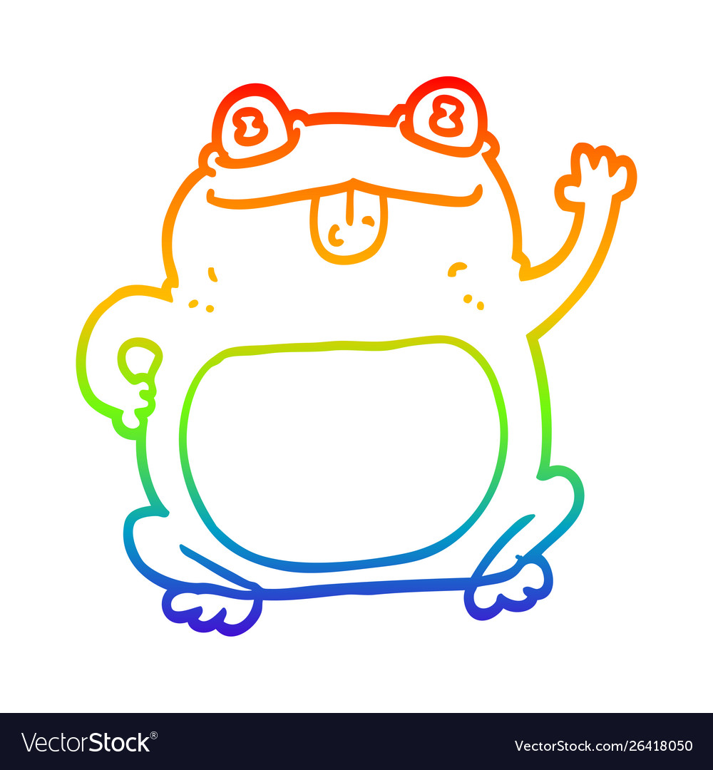 Rainbow gradient line drawing cartoon frog Vector Image