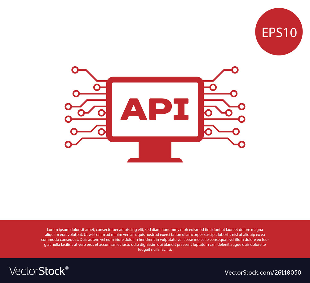 Red computer api interface icon isolated on white