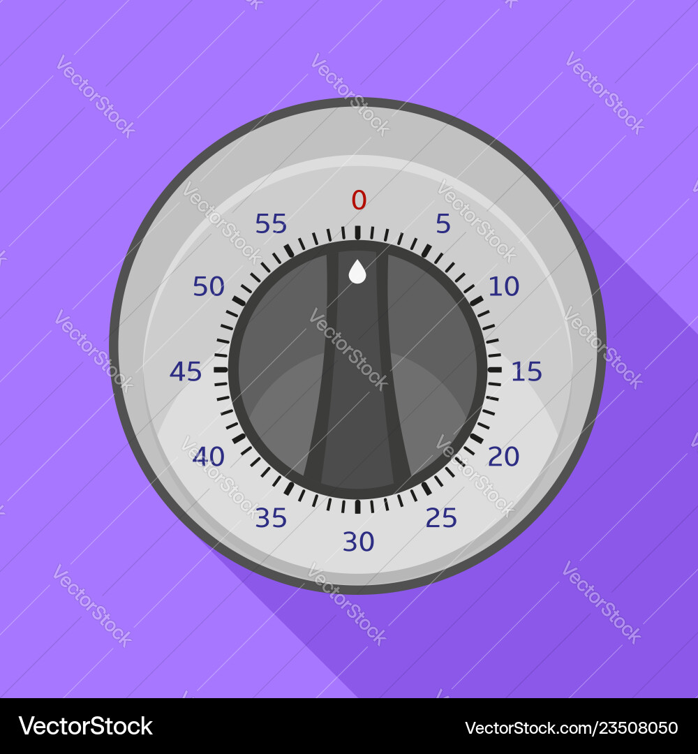 Round kitchen timer icon flat style Royalty Free Vector