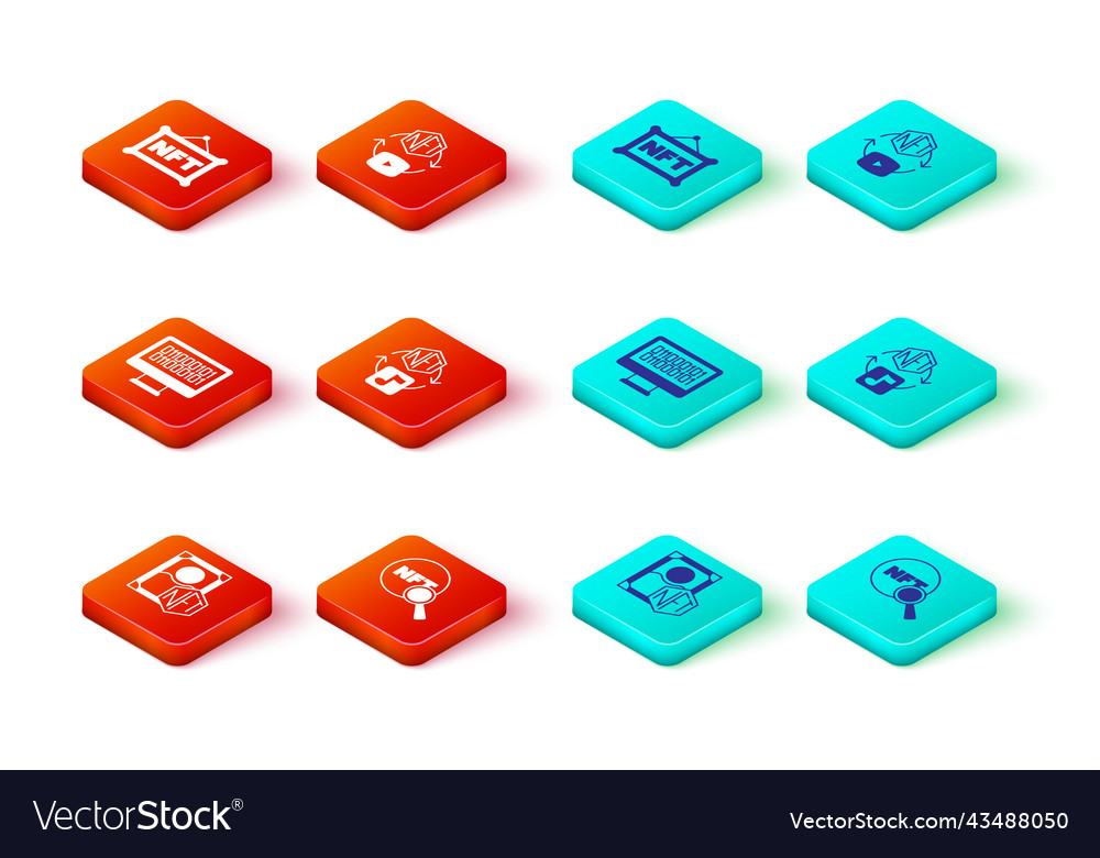 Set nft digital crypto art search binary code vector image Set nft digital crypto art search binary code