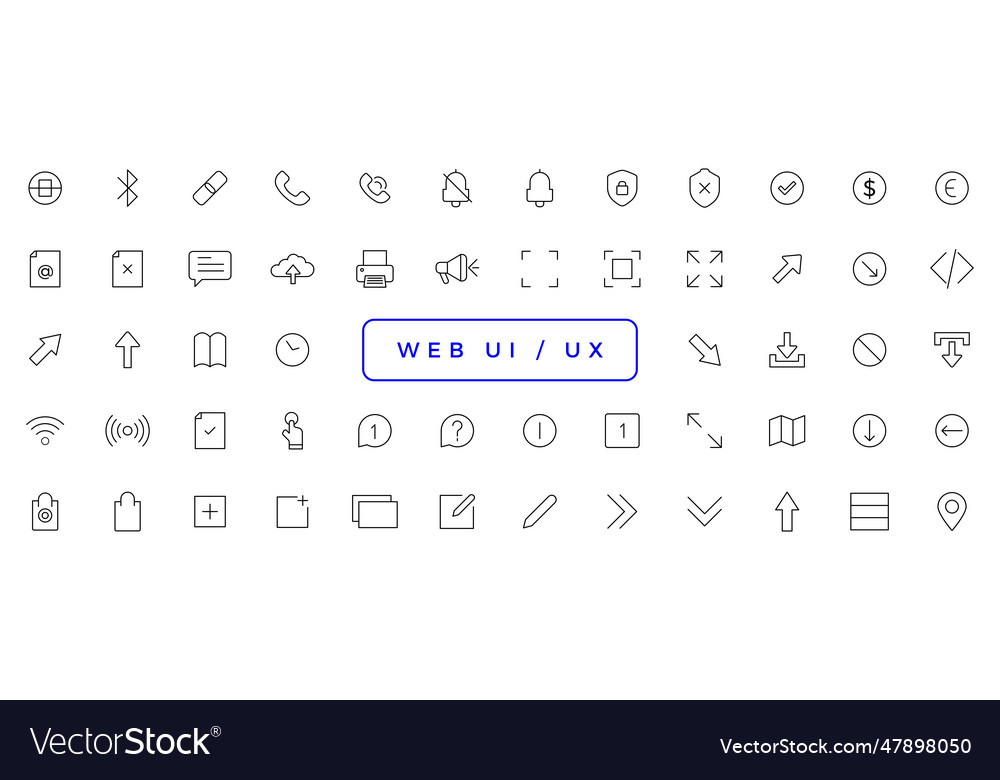 Set of outline ui and ux icons minimalist thin