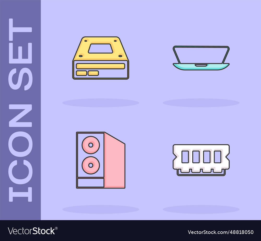 Set ram random access memory optical disc drive vector image Set ram random access memory optical disc drive