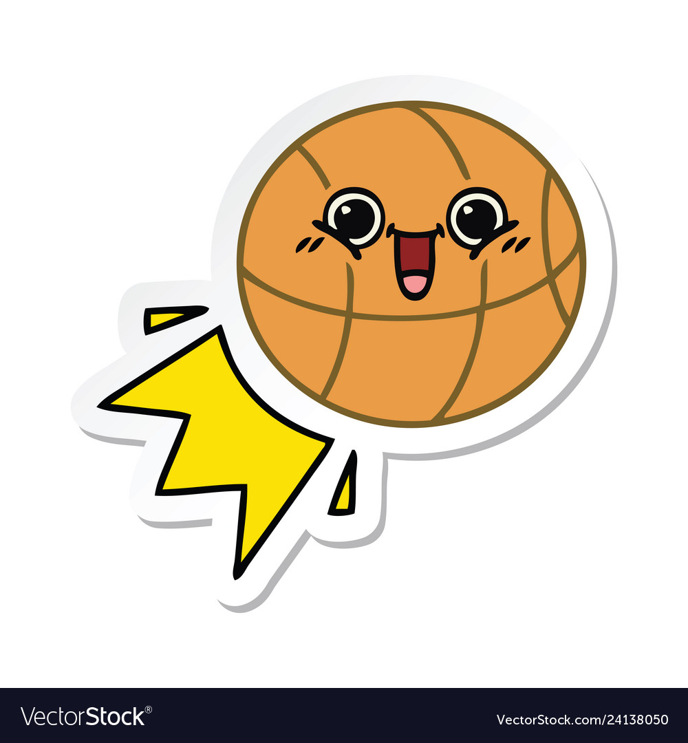 Sticker of a cute cartoon basketball