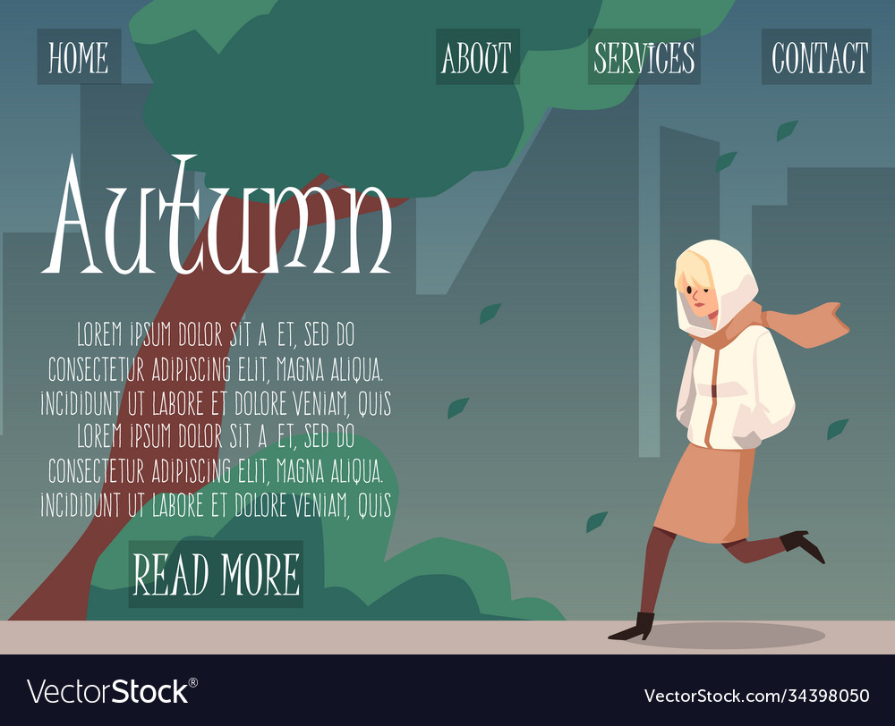 Website banner for autumn with woman under