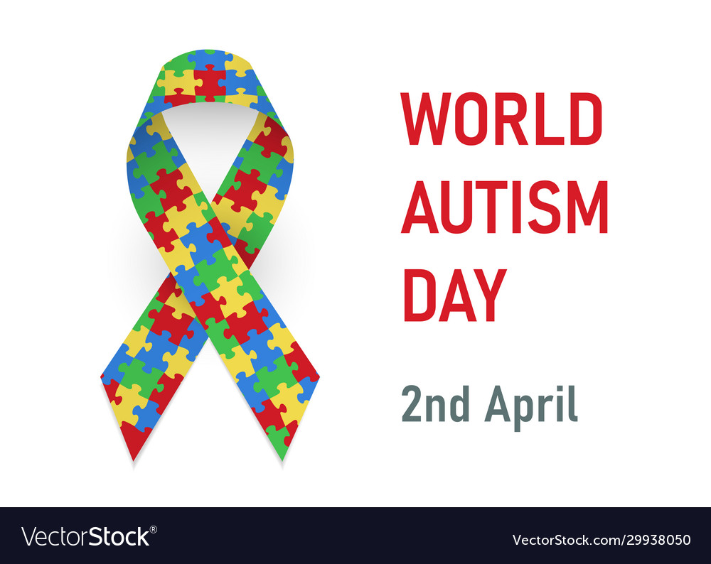 World autism day 2 april card with colorful Vector Image