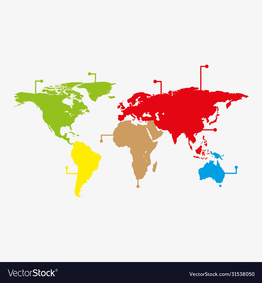 World map infographic with colorful pointers vector image World map infographic with colorful pointers