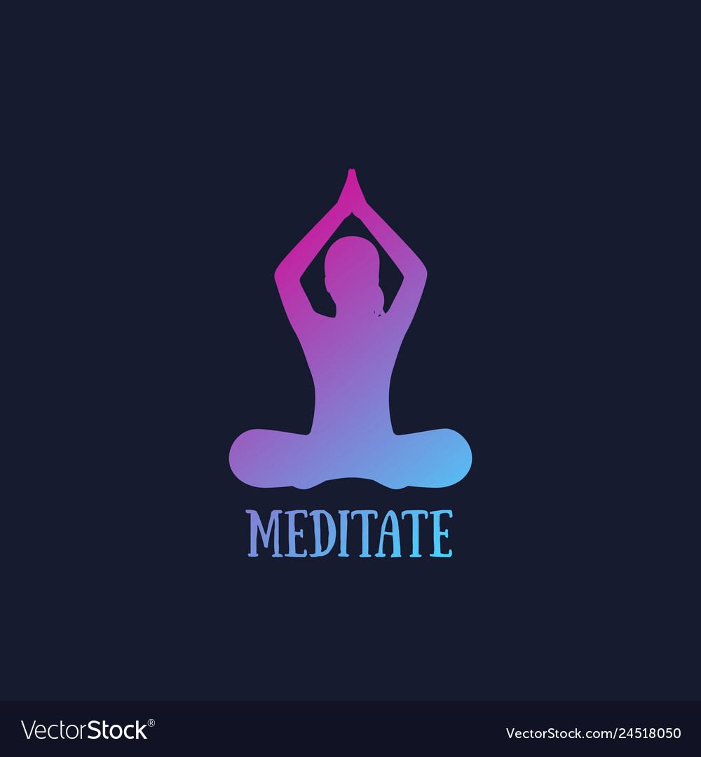 Yoga meditating girl in lotus position Royalty Free Vector