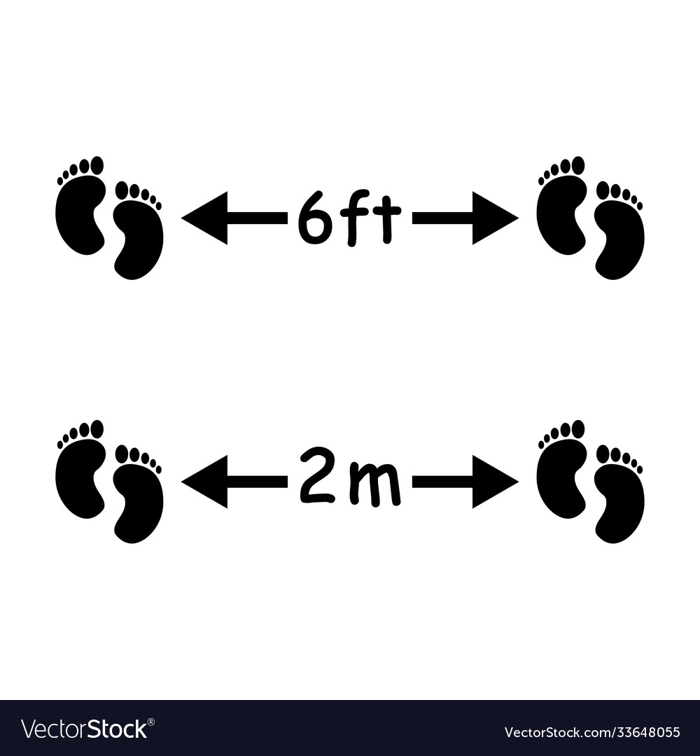 1349 social distancing feet 6ft 2m Royalty Free Vector Image