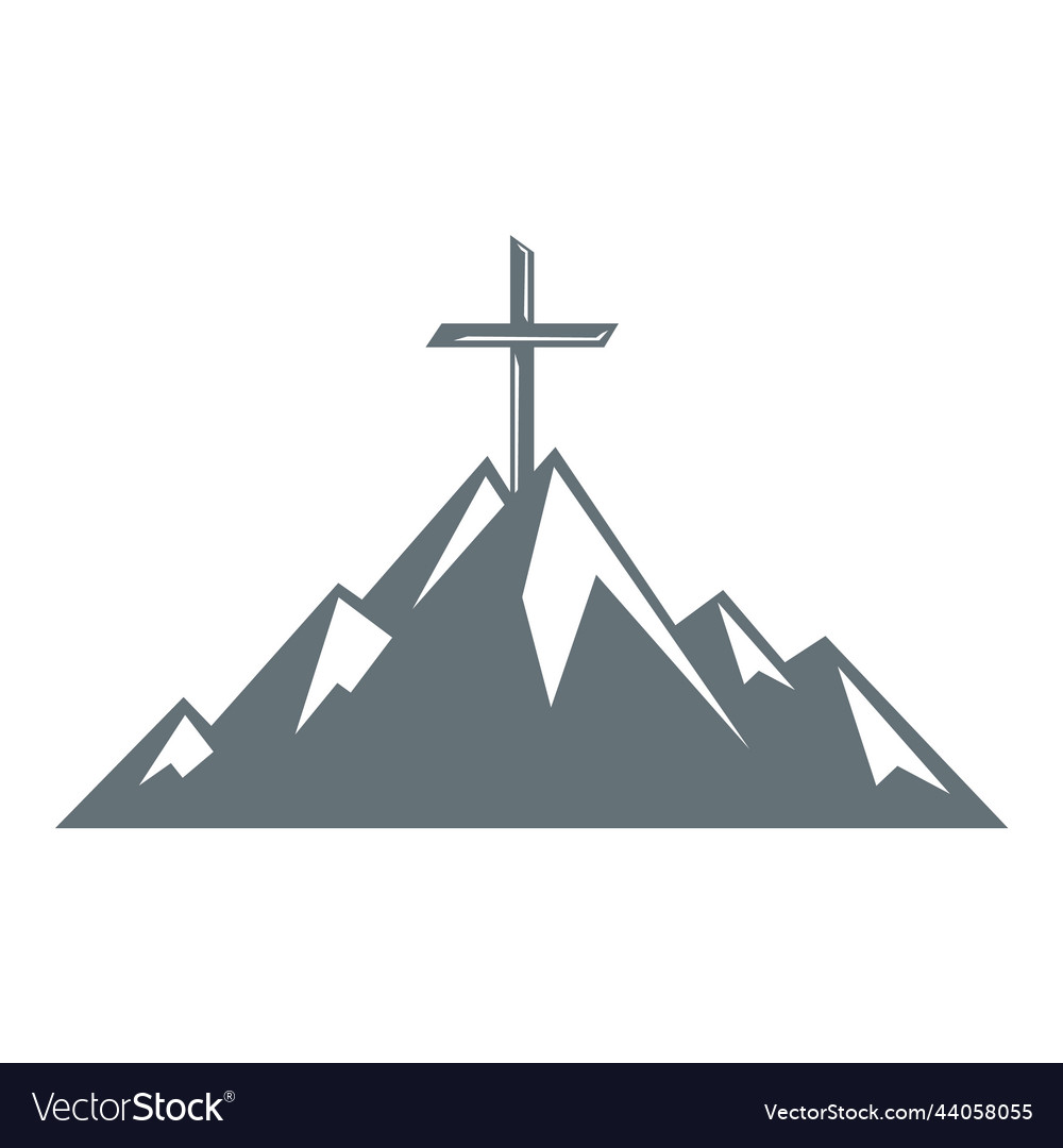 Baptist cross in mountain logo design