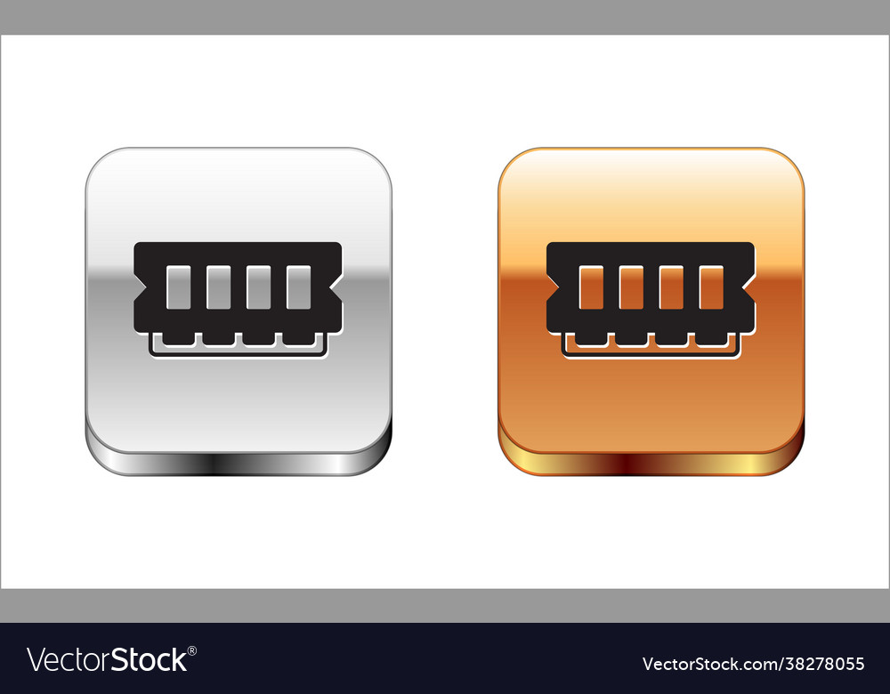 Black ram random access memory icon isolated vector image Black ram random access memory icon isolated