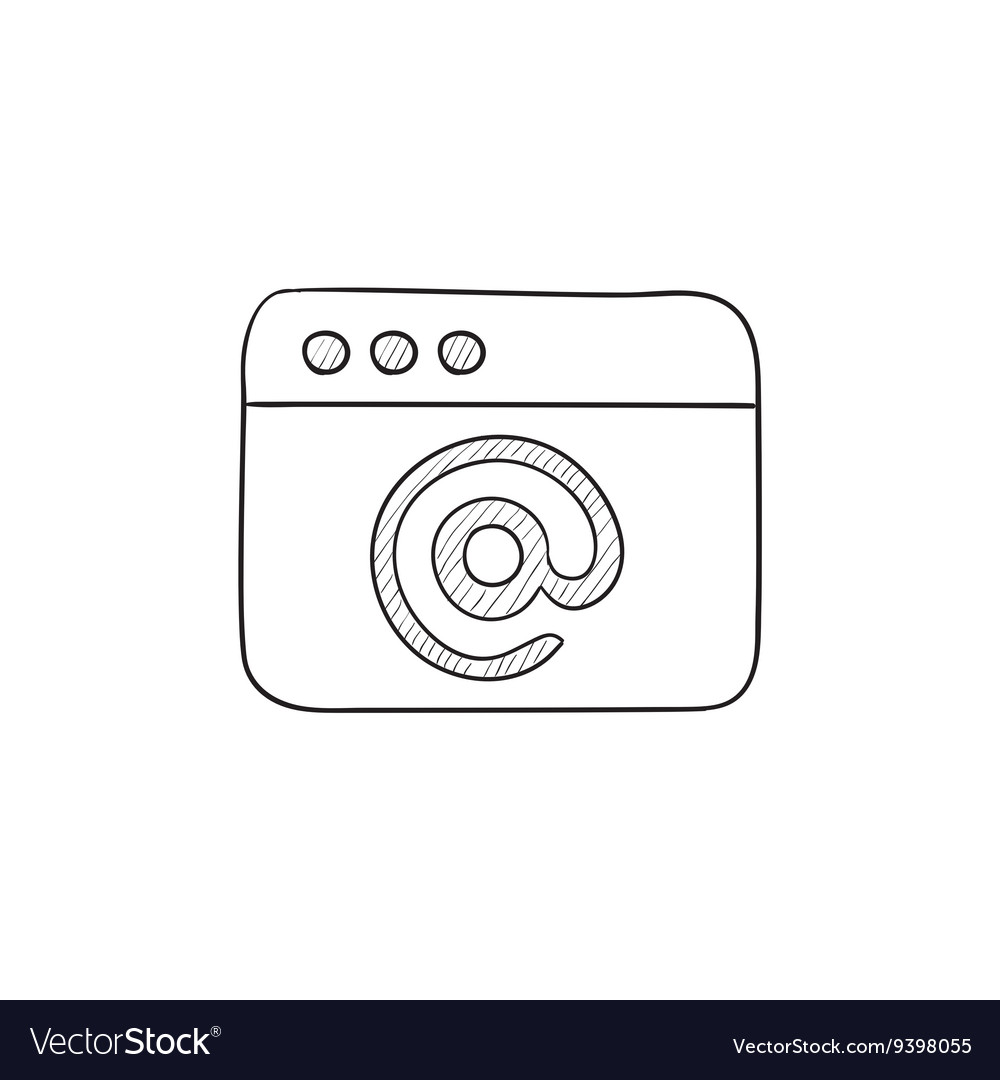Browser window with email sign sketch icon