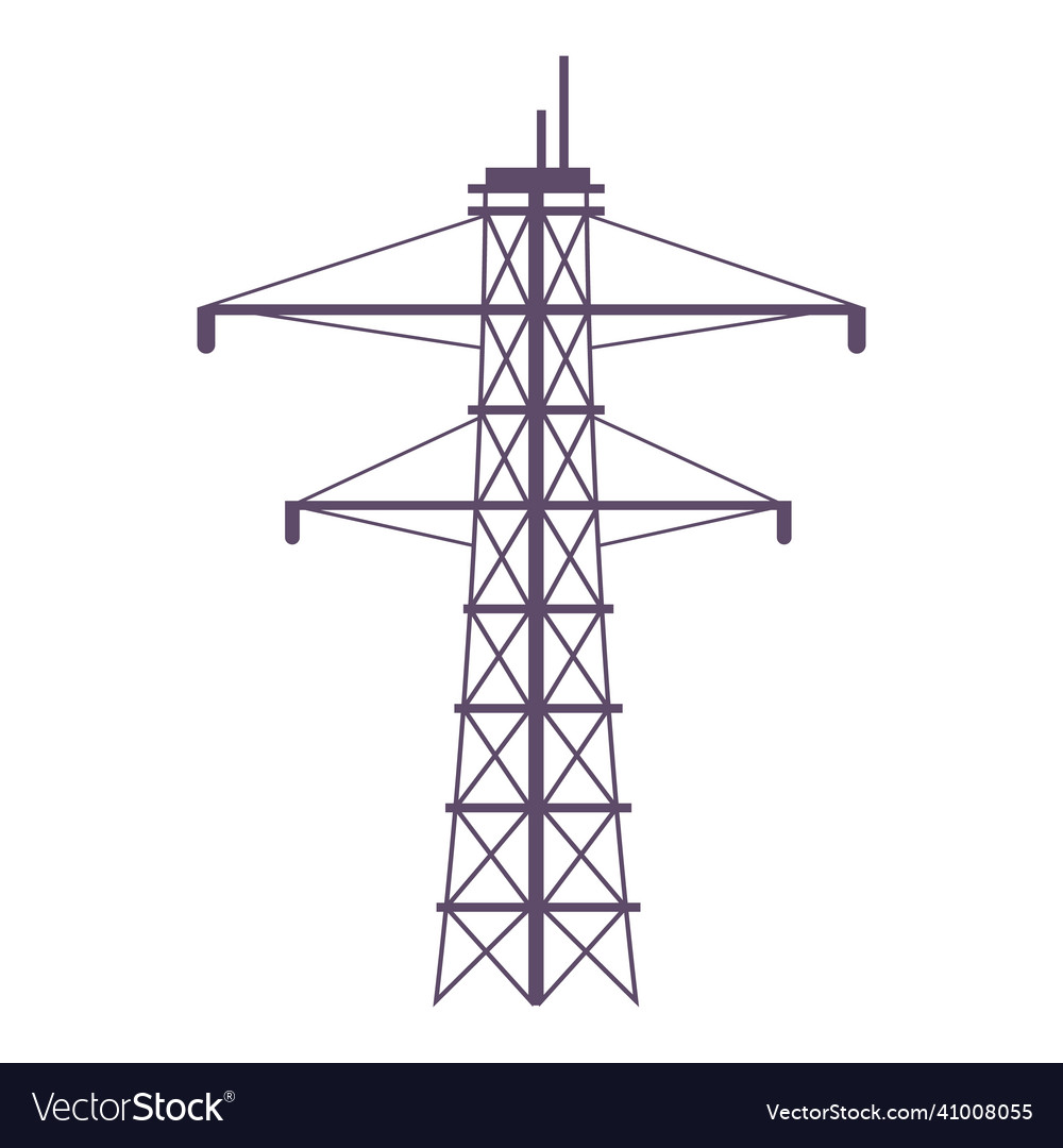 Electric tower cartoon powerline pylon flat Vector Image