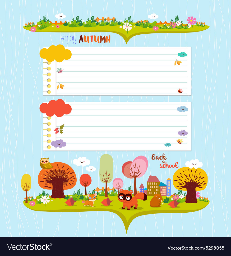 Hello autumn design elements for notebook note