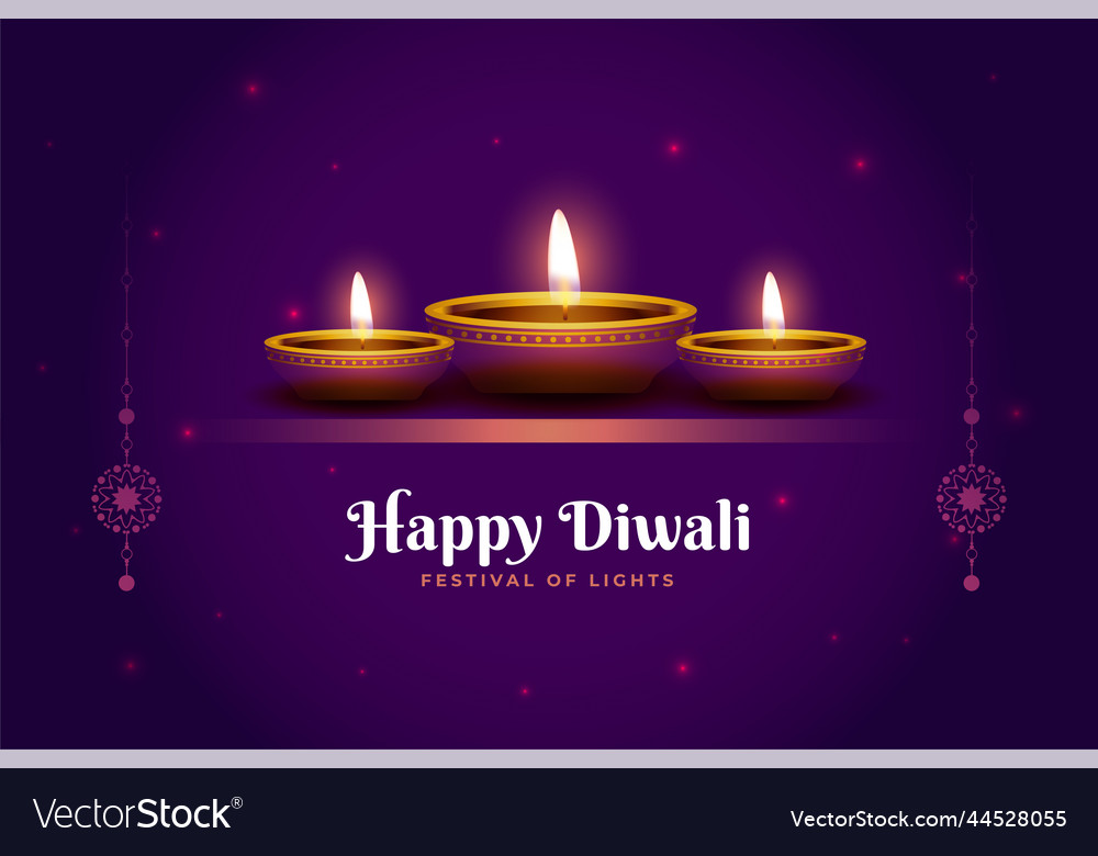 Hindu festival diwali banner with realistic lamp Vector Image