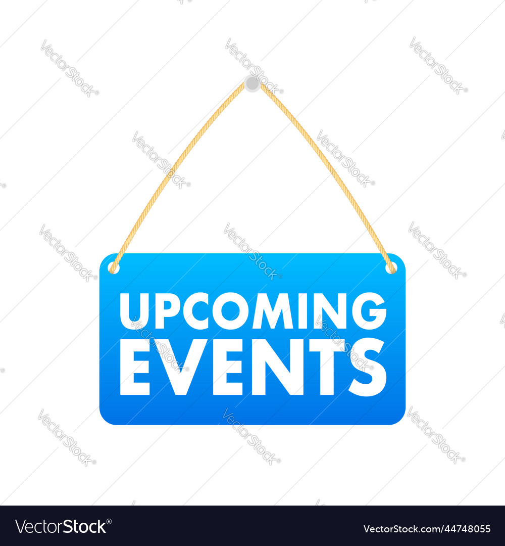 Label with upcoming events sign web design