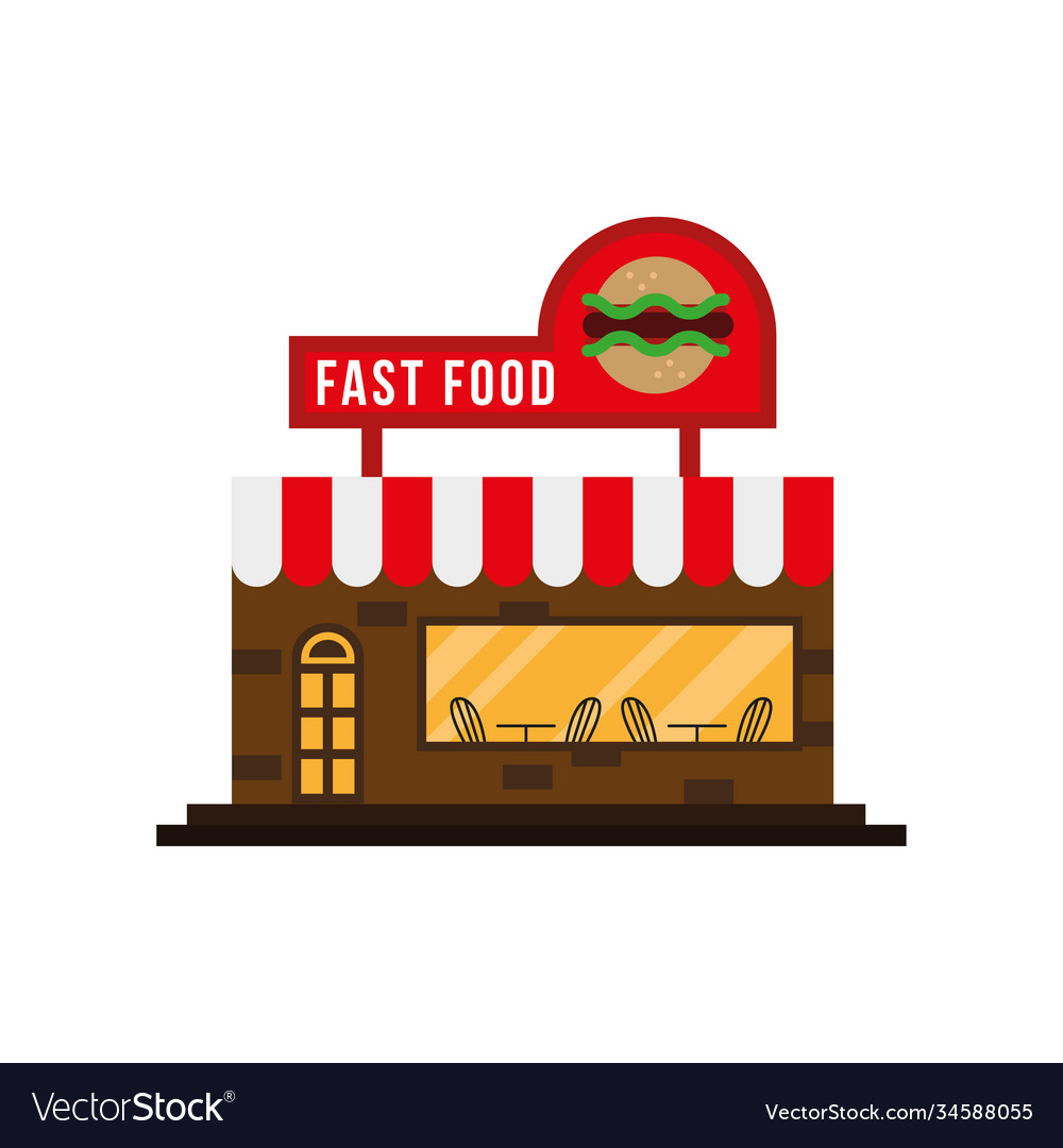 Little fast food store building facade scene Vector Image