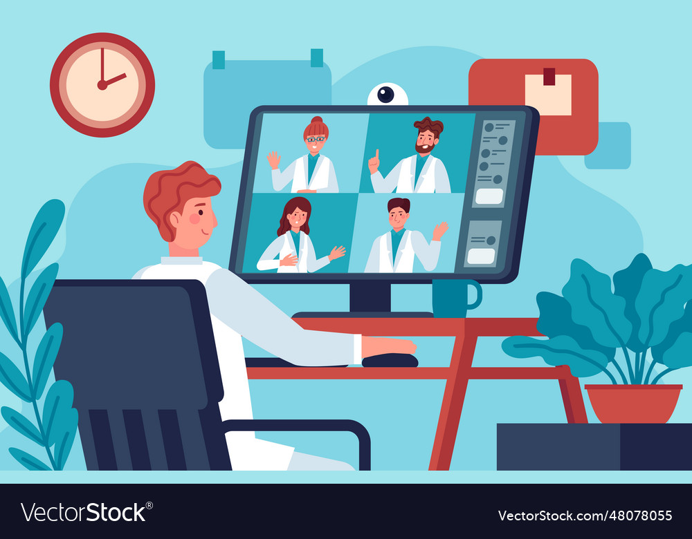 Medical video conference doctor in chat