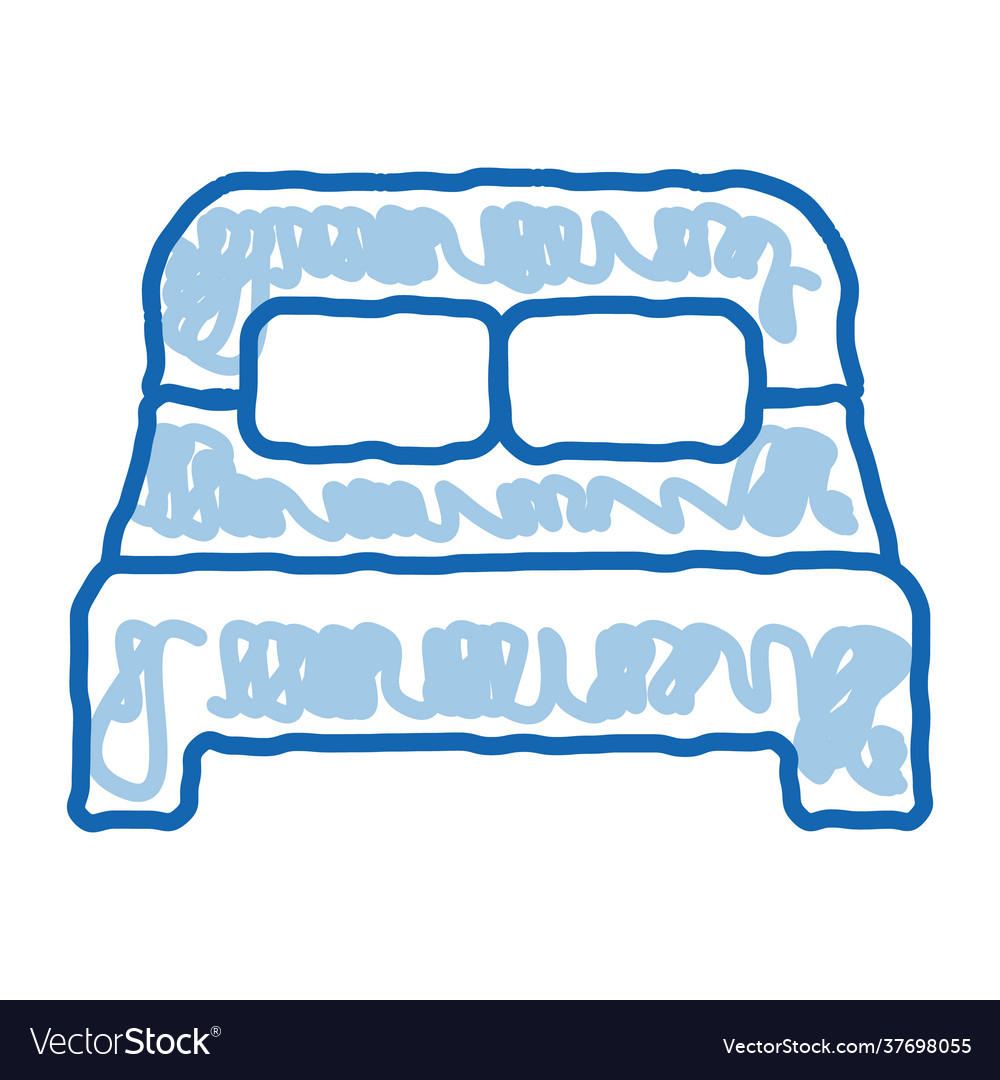 Motel komfortables Doppelbett Doodle Icon Hand