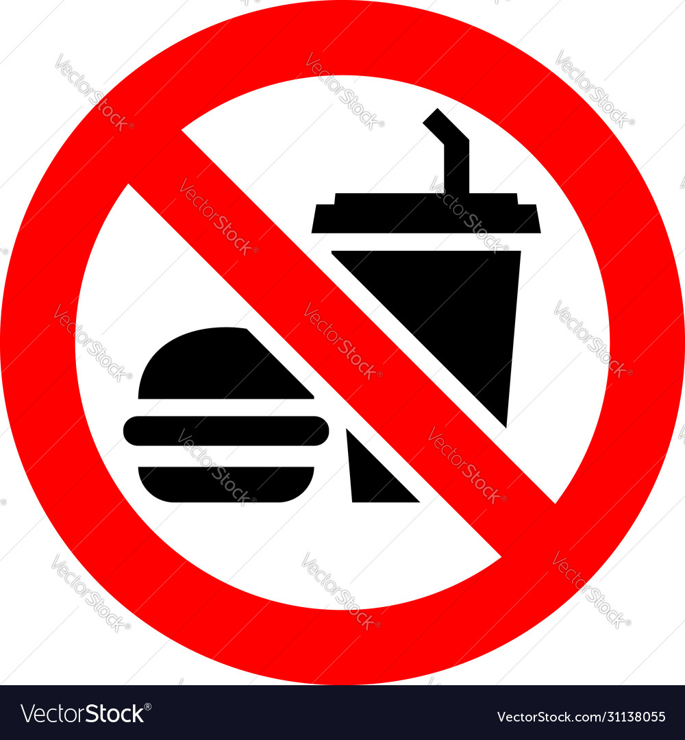 No food and drink forbidden sign modern round Vector Image