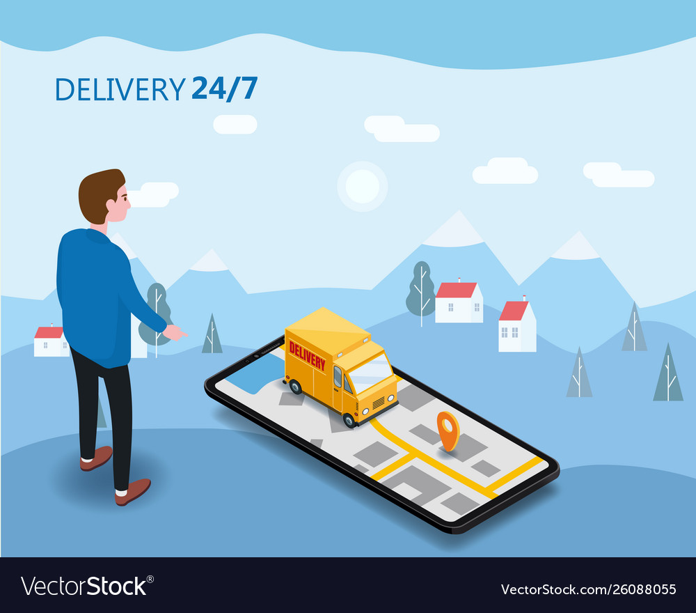 Online delivery concept and shopping Royalty Free Vector