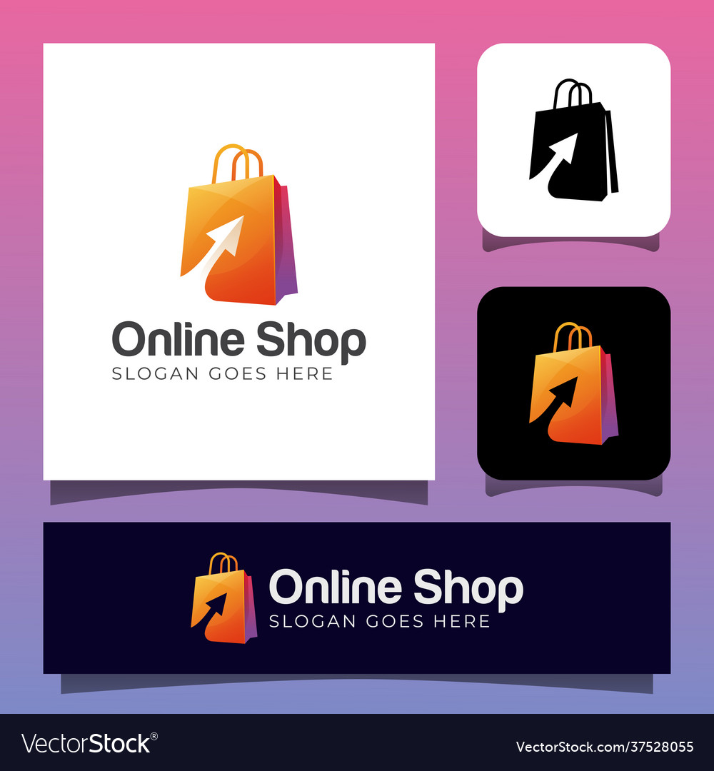 Online shop shopping store logo design bag shop Vector Image