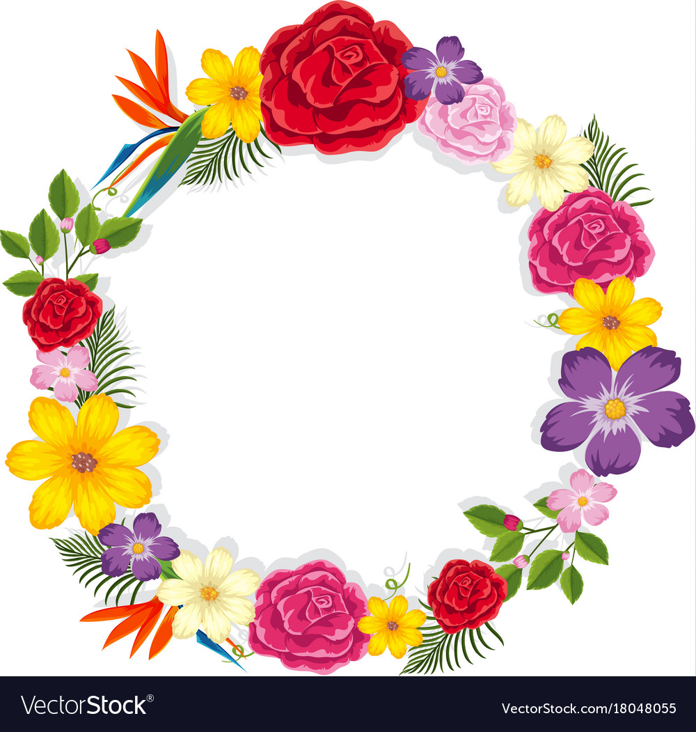 Round border with colorful flowers Royalty Free Vector Image